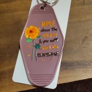 Sunflower Motel Keychain with Inspirational Quote